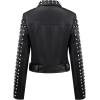 image:imageBellivera Womens Faux Leather Moto Jacket Studded Rivet Casual Short Slim Biker Punk CoatBlack Studded Jacket