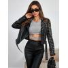 image:imageBellivera Womens Faux Leather Moto Jacket Studded Rivet Casual Short Slim Biker Punk CoatBlack Studded Jacket