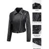 image:imageBellivera Womens Faux Leather Moto Jacket Studded Rivet Casual Short Slim Biker Punk CoatBlack Studded Jacket