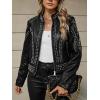 image:imageBellivera Womens Faux Leather Moto Jacket Studded Rivet Casual Short Slim Biker Punk CoatStand Collar Black