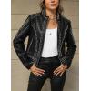 image:imageBellivera Womens Faux Leather Moto Jacket Studded Rivet Casual Short Slim Biker Punk CoatStand Collar Black