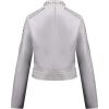 image:imageBellivera Womens Faux Leather Moto Jacket Studded Rivet Casual Short Slim Biker Punk CoatStand Collar Gray
