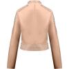 image:imageBellivera Womens Faux Leather Moto Jacket Studded Rivet Casual Short Slim Biker Punk CoatStand Collar Khaki
