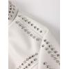 image:imageBellivera Womens Faux Leather Moto Jacket Studded Rivet Casual Short Slim Biker Punk CoatStand Collar White