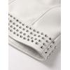 image:imageBellivera Womens Faux Leather Moto Jacket Studded Rivet Casual Short Slim Biker Punk CoatStand Collar White