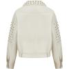 image:imageBellivera Womens Faux Leather Moto Jacket Studded Rivet Casual Short Slim Biker Punk CoatWhite Jacket With Belt