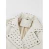 image:imageBellivera Womens Faux Leather Moto Jacket Studded Rivet Casual Short Slim Biker Punk CoatWhite Jacket With Belt