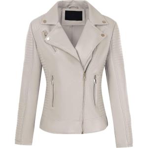 image:imageBellivera Womens Faux Leather Casual Jacket 2026 Spring Trendy Motorcycle Outfits Lightweight Classic CoatBeige