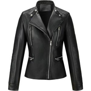 image:imageBellivera Womens Faux Leather Casual Jacket 2026 Spring Trendy Motorcycle Outfits Lightweight Classic CoatBlack Casual Top