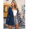 image:imageBellivera Women Reversible Lightweight Hooded Jacket Casual Windbreaker Water Resistant Outdoor Printed OuterwearBlue
