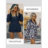image:imageBellivera Women Reversible Lightweight Hooded Jacket Casual Windbreaker Water Resistant Outdoor Printed OuterwearBlue