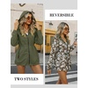 image:imageBellivera Women Reversible Lightweight Hooded Jacket Casual Windbreaker Water Resistant Outdoor Printed OuterwearGreen