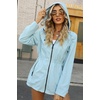 image:imageBellivera Women Reversible Lightweight Hooded Jacket Casual Windbreaker Water Resistant Outdoor Printed OuterwearLakeblue