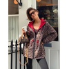 image:imageBellivera Women Reversible Lightweight Hooded Jacket Casual Windbreaker Water Resistant Outdoor Printed OuterwearRedleopard