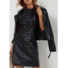 image:imageBellivera Womens Faux Leather Embroidered Casual Lapel Jacket Floral Lightweight Moto Biker Coat for Spring FallBlack Embroidered Jacket
