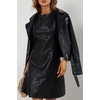 image:imageBellivera Womens Faux Leather Embroidered Casual Lapel Jacket Floral Lightweight Moto Biker Coat for Spring FallBlack Embroidered Jacket