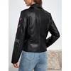 image:imageBellivera Womens Faux Leather Embroidered Casual Lapel Jacket Floral Lightweight Moto Biker Coat for Spring FallBlack Floral Jacket