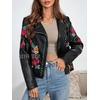image:imageBellivera Womens Faux Leather Embroidered Casual Lapel Jacket Floral Lightweight Moto Biker Coat for Spring FallBlack Floral Jacket