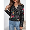 image:imageBellivera Womens Faux Leather Embroidered Casual Lapel Jacket Floral Lightweight Moto Biker Coat for Spring FallBlack Floral Jacket