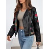 image:imageBellivera Womens Faux Leather Embroidered Casual Lapel Jacket Floral Lightweight Moto Biker Coat for Spring FallBlack Floral Jacket