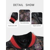 image:imageBellivera Womens Faux Leather Embroidered Casual Lapel Jacket Floral Lightweight Moto Biker Coat for Spring FallBlack Floral Motorcycle Coat