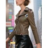 image:imageBellivera Womens Faux Leather Embroidered Casual Lapel Jacket Floral Lightweight Moto Biker Coat for Spring FallBrown Embroidered Jacket