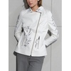 image:imageBellivera Womens Faux Leather Embroidered Casual Lapel Jacket Floral Lightweight Moto Biker Coat for Spring FallWhite