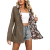 image:imageBellivera Women Reversible Lightweight Hooded Jacket Casual Windbreaker Water Resistant Outdoor Printed OuterwearBrown