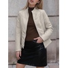 image:imageBellivera Faux Leather Jacket Women Motorcycle Zipper Stand Collar Bomber PU Bike Coat with PocketsBeige Casual Jacket