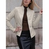 image:imageBellivera Faux Leather Jacket Women Motorcycle Zipper Stand Collar Bomber PU Bike Coat with PocketsBeige Casual Jacket