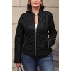 image:imageBellivera Faux Leather Jacket Women Motorcycle Zipper Stand Collar Bomber PU Bike Coat with PocketsBlack
