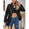 image:imageBellivera Faux Leather Jacket Women Motorcycle Zipper Stand Collar Bomber PU Bike Coat with PocketsBlack Casual Jacket