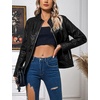 image:imageBellivera Faux Leather Jacket Women Motorcycle Zipper Stand Collar Bomber PU Bike Coat with PocketsBlack Casual Jacket