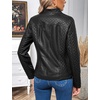 image:imageBellivera Faux Leather Jacket Women Motorcycle Zipper Stand Collar Bomber PU Bike Coat with PocketsBlack Casual Jacket