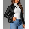 image:imageBellivera Faux Leather Jacket Women Motorcycle Zipper Stand Collar Bomber PU Bike Coat with PocketsBlack With Pocket