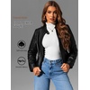 image:imageBellivera Faux Leather Jacket Women Motorcycle Zipper Stand Collar Bomber PU Bike Coat with PocketsBlack With Pocket