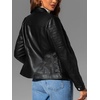 image:imageBellivera Faux Leather Jacket Women Motorcycle Zipper Stand Collar Bomber PU Bike Coat with PocketsBlack With Pocket