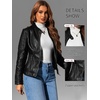 image:imageBellivera Faux Leather Jacket Women Motorcycle Zipper Stand Collar Bomber PU Bike Coat with PocketsBlack With Pocket