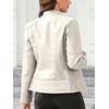 image:imageBellivera Faux Leather Jacket Women Motorcycle Zipper Stand Collar Bomber PU Bike Coat with PocketsCoal Beige