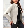 image:imageBellivera Faux Leather Jacket Women Motorcycle Zipper Stand Collar Bomber PU Bike Coat with PocketsCoal Beige