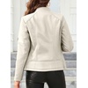 image:imageBellivera Faux Leather Jacket Women Motorcycle Zipper Stand Collar Bomber PU Bike Coat with PocketsCoal Beige