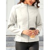 image:imageBellivera Faux Leather Jacket Women Motorcycle Zipper Stand Collar Bomber PU Bike Coat with PocketsCoal Beige