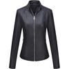 image:imageBellivera Faux Leather Jacket Women Motorcycle Zipper Stand Collar Bomber PU Bike Coat with PocketsCoal Black