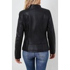 image:imageBellivera Faux Leather Jacket Women Motorcycle Zipper Stand Collar Bomber PU Bike Coat with PocketsCoal Black