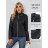 image:imageBellivera Faux Leather Jacket Women Motorcycle Zipper Stand Collar Bomber PU Bike Coat with PocketsCoal Black