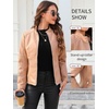 image:imageBellivera Faux Leather Jacket Women Motorcycle Zipper Stand Collar Bomber PU Bike Coat with PocketsCoal Normal Khaki