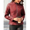 image:imageBellivera Faux Leather Jacket Women Motorcycle Zipper Stand Collar Bomber PU Bike Coat with PocketsCoal Red