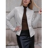 image:imageBellivera Faux Leather Jacket Women Motorcycle Zipper Stand Collar Bomber PU Bike Coat with PocketsGrey Casual Jacket
