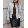 image:imageBellivera Faux Leather Jacket Women Motorcycle Zipper Stand Collar Bomber PU Bike Coat with PocketsGrey Casual Jacket