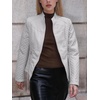 image:imageBellivera Faux Leather Jacket Women Motorcycle Zipper Stand Collar Bomber PU Bike Coat with PocketsGrey Casual Jacket